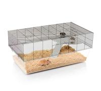 Ferplast Glassy 120, Cage pour Hamsters, gerbilles et Souris, Habitat à 2 Niveaux, Base Transparente de 22,5 cm de Haut, étagère avec échelle, Bouteille et Bol, 120 x 67 x h 51 cm.