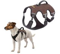 Ferplast Harnais Chien Réglable S Poitrail 46-56 cm avec Poignée, Marron | Harnais rembourré et réfléchissant pour confort, contrôle et sécurité en promenade, randonnée et trekking