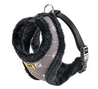 Ferplast Harnais pour Chiens Chats Nikita Fur S, Respirant, Fourrure Ecologique Douce, Sangle Réglable, Taupe