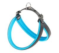Ferplast Harnais pour Chiens de Taille Moyenne Harnais pour Chien AGILA Fluo 5 avec Rembourrage Doux, système de dégagement et d'attache Rapide, Tour de Poitrine 50-58 cm. Bleu