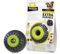Ferplast Jouet Chien, Distributeur croquettes, en Matériau Durable, Non Toxique, Résistante aux Morsures, Rebondissant et Flottant, CHEWA Boing Balle Jouet à Friandises pour Gros Chien, Noir