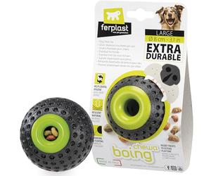 Ferplast Jouet Chien, Distributeur croquettes, en Matériau Durable, Non Toxique, Résistante aux Morsures, Rebondissant et Flottant, CHEWA BOING Balle Jouet à Friandises pour Gros Chien, Noir