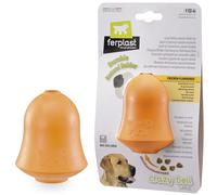 Ferplast Jouet Chien, Distributeur Croquettes ou Friandises, en Caoutchouc Naturel Durable à Mâcher, Arôme de Poulet, Rebondissant, Lancer et rapporter, Crazy Bell Jouets pour Petit Chien, Orange