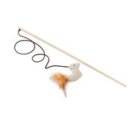 Ferplast Jouet PA 4998 Canne à pêche en bois avec souris pour chats PA 4998 - Ø 0.6 x 40 cm - Coloris assortis