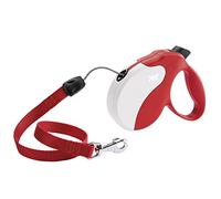 Ferplast Laisse Chien Enrouleur Amigo Medium, Laisse pour Chiens de Taille Moyenne jusqu'à 25 Kg. Cordon Extensible Max 5 m. Bouton de Verrouillage et de déverrouillage Unique, Rouge, Couvercle Blanc