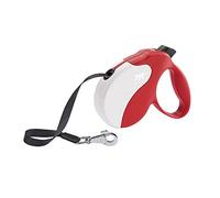 Ferplast Laisse Chien Enrouleur Amigo Medium, Laisse pour Chiens de Taille Moyenne Jusqu'À 25 kg, Max, 5 m de Sangle Extensible, Bouton de Verrouillage et de Déverrouillage, Rouge, Couvercle Blanc