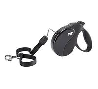 Ferplast Laisse Chien Enrouleur Amigo Small, Laisse pour Petits Chiens jusqu'à 15 Kg. Cordon Extensible Max 5 m. Bouton de Verrouillage et de déverrouillage Unique, Noir, Couvercle Noir