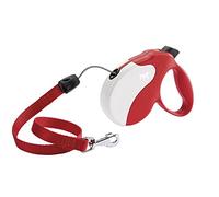 Ferplast Laisse Chien Enrouleur Amigo Small, Laisse pour Petits Chiens jusqu'à 15 Kg. Cordon Extensible Max 5 m. Bouton de Verrouillage et de déverrouillage Unique, Rouge, Couvercle Blanc