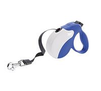 Ferplast Laisse Chien Enrouleur Amigo Small, Laisse pour Petits Chiens jusqu'à 15 Kg. Sangle Extensible Max 5 m. Bouton de Verrouillage et de déverrouillage Unique, Bleu, Couvercle Blanc