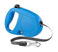 Ferplast Laisse Chien Enrouleur Flippy One, Laisse pour Petits Chiens jusqu'à 15 Kg. Sangle Extensible Max 4 m. Bouton Unique pour verrouiller et déverrouiller, Bleu Clair