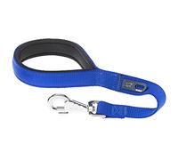 Ferplast Laisse pour Chien Daytona, Laisse Courte en Nylon pour Chiens de Taille Moyenne/Grande, 45 cm, avec poignée rembourrée Confortable et Mousqueton en métal. Bleu