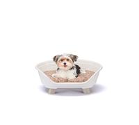 Ferplast Lit surélevé en Plastique pour Chien et Chat avec Coussin en Coton, lit Lavable en Plastique Respirant et antidérapant, Motif Throne 61,5 x 45 x h 26 cm, Blanc