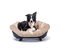 Ferplast Panier Chien Panier Chat avec Coussin, Lit sureleve Chien Moyen, Lit pour Chien Lavable, Corbeille en Plastique Recyclé, Respirant Antidérapant, Sofa' Throne 85 x 62 x h 33 cm, Noir