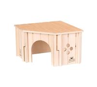 Ferplast Maison d’Angle en Bois pour Lapins, Cochons d’Inde et Hamsters Sin Corner, Bois Certifié FSC®, Fenêtre de Ventilation, Montage sans Outils, 25 x 25 x H 16 cm, Taille S