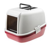 Ferplast Maison de Toilette pour Chats MAGIX avec Tamis, Grand bac, en Plastique, Porte basculante teintée, Bordeaux