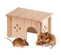 Ferplast Maison en Bois pour Hamsters, Gerbilles et Souris Sin 4642, Bois Certifié FSC®, Fenêtre de Ventilation, Montage sans Outils, 14,5 x 9,5 x H 8,5 cm, Taille S