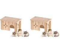 Ferplast Maison Hamster, Maisonette Souris, Accessoire Cage Hamster, avec Toit Plat et Trous d'Aération, en Kit de Montage, 12,5 x 7,5 x h 7 cm, (Lot de 2)