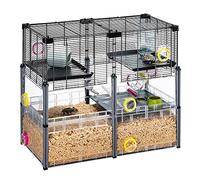 Ferplast Multipla Hamster Crystal Cage | Cage modulaire haute pour hamsters et souris avec bac transparent, roue, tubes et accessoires, 72,5 x 37,5 x 62 cm