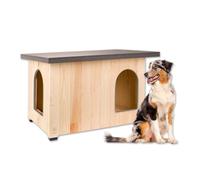 Ferplast Niche Chien Bois Extérieur avec 2 Entrées - Isolation 4 Saisons, Porte Coulissante, Résistante aux Intempéries, Plancher Surélevé, Chien Moyen, 95 x 65 x 62,5 cm