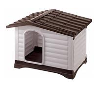Ferplast Ferplast Niche pour l'extérieur, Maison pour Chiens DOGVILLA 90 en Résine Thermo-plastique Résistant, Panneaux Latérales Ouvrable Gris