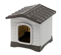 Ferplast Niche pour Chien DOGVILLA 50, Niche pour Chien Exterieur, Fond drainant, Base Isolante, Toit Amovible, Grille de Ventilation, Plastique Recyclé, 43 x 48 x h 44 cm