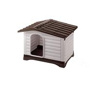 Ferplast Niche pour Chien DOGVILLA 70, Niche Chien Exterieur, Côté Ouverture, Fond Drainant, Base Isolante, Toit Amovible, Grille de Ventilation, Plastique Recyclé, 73 x 59 x h 53 cm