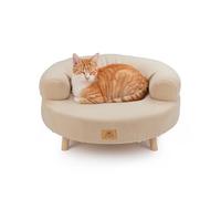 Ferplast Niche pour Chien et Chat en Bois certifié FSC® avec Coussin Moelleux, Style, Confort et durabilité, d. 56 x h 29 cm.