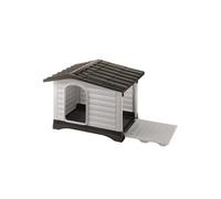 Ferplast Ferplast Niche pour l'extérieur, Maison pour Chiens DOGVILLA 90 en Résine Thermo-plastique Résistant, Panneaux Latérales Ouvrable Gris