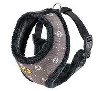 Ferplast Nikita Fur L Harnais pour Chien, Respirant, Fourrure Ecologique Douce, Sangle Réglable, Taupe