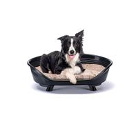 Ferplast Panier Chien avec Coussin en Coton, Lit sureleve Chien, Lit pour Chien en Plastique Moyen, Plastique Recyclé, Corbeille Chien, Respirant Antidérapant, Throne 82 x 59,5 x h 29,5 cm, Noir