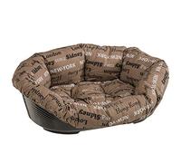 Ferplast Panier Chien avec Coussin SOFA' 12 en Coton Lavable, Lit pour Chien en Plastique Rembourré, Corbeille en Plastique et Coussin pour Chien, Fond Perforé et Appui-Tête, Antidérapant, 114 x 83 x h 37 cm, Marron