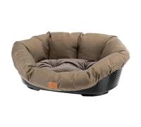 Ferplast Panier Chien et Chat avec Coussin Sofa' 6 Tweed Lavable, Lit pour Chien et Chat en Plastique Rembourré, Corbeille en Plastique, Fond Perforé, Antidérapant, 73 x 55 x h 27 cm, Marron