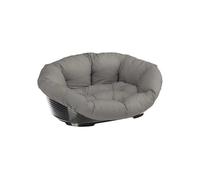 Ferplast Panier Chien et Chat avec Coussin en Coton Lavable, Lit pour Chien et Chat Rembourré, Corbeille en Plastique, Fond Perforé, Antidérapant, 52 x 39 x h 21 cm, Taupe