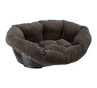 Ferplast Panier Chien et Chat avec Coussin en Coton Lavable, Lit pour Chien et Chat Rembourré, Corbeille en Plastique, Fond Perforé, Antidérapant, 52 x 39 x h 21 cm, Gris