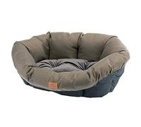 Ferplast Panier Chien et Chat avec Coussin en Coton Lavable, Lit pour Chien et Chat Rembourré, Corbeille en Plastique, Fond Perforé, Antidérapant, 64 x 48 x 25 cm, Marron Tweed