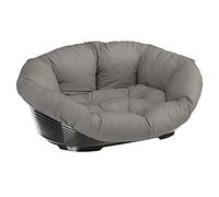 Ferplast Panier Chien et Chat avec Coussin Sofa' 4 en Coton Lavable, Lit pour Chien et Chat en Plastique Rembourré, Corbeille en Plastique, Fond Perforé, Antidérapant, 64 x 48 x h 25 cm, Taupe