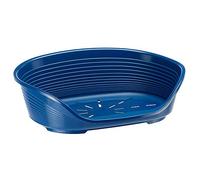 FERPLAST - Panier Chien - Lit pour Chien en Plastique Medium - 100% Plastique Recyclé - Lit pou Chat Lavable - Respirant Antidérapant - Siesta Deluxe, 74 x 48 xh 25 CM, BLEU