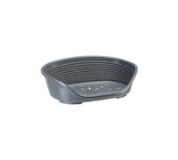 FERPLAST - Panier Chien - Lit pour Chien en Plastique Medium - 100% Plastique Recyclé - Lit pou Chat Lavable - Respirant Antidérapant - Siesta Deluxe, 74 x 48 xh 25 CM, GRIS