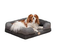 Ferplast Panier Chien Moyen - Lit Orthopédique en Mousse à Mémoire de Forme avec Coussin et Housse Amovible - 64 x 52 x 16,5 cm - Gris