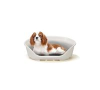 FERPLAST - Panier Chien Panier Chat - Lit pour Chien en Plastique Medium - 100% Plastique Recyclé - Lit pou Chat Lavable - Respirant Antidérapant - Siesta Deluxe, 62 x 41 xh 23,5 CM, BLANC