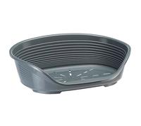 FERPLAST - Panier Chien Panier Chat - Lit pour Chien en Plastique Small - 100% Plastique Recyclé - Lit pou Chat Lavable - Respirant Antidérapant - Siesta Deluxe, 54 x 35 xh 21,5 CM, GRIS