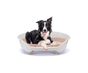 Ferplast Panier Chien Surélevé avec Coussin en Coton, Lit en Plastique Recyclé Moyen, Corbeille Respirante Antidérapante, Throne 82 x 59,5 x h 29,5 cm, Blanc