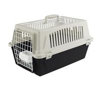 Ferplast Panier de Transport Chat Chien, Caisse de Transport Chat et Chiens jusqu'à 5 Kg, Porte en Fer Plastifié, Toit Ouvrable, avec Coussin et Gamelle, 32,5 x 48 x h 29 cm, Noir