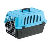 Ferplast Panier de Transport Chat Chien, Caisse de Transport Chat et Chiens jusqu'à 5 Kg, Porte en Fer Plastifié, 32,5 x 48 x h 29 cm, Bleu Clair