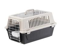 Ferplast Panier de Transport Chat Chien, Caisse de Transport Chat et Chiens jusqu'à 8 Kg, Porte en Fer Plastifié Toit Ouvrable, avec Coussin et Gamelle, 37 x 58 x h 32 cm, Noir