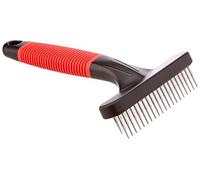 Ferplast Peigne 2 en 1 pour chiens et chats, poils mi-longs et longs, dents arrondies rotatives anti-irritations et manche antidérapant