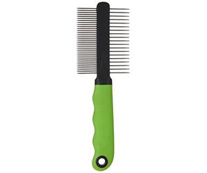 Ferplast Peigne 2 en 1 pour chiens et chats, poils mi-longs et longs, dents chromées arrondies, manche antidérapant