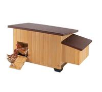 Ferplast Poulailler KOCCA 100 Cage en Bois FSC, Adaptée pour Jusqu'à 5 Poules, Compartiment à Œufs, Plateau Amovible, Toit Ouvrable, Pieds Isolants, Facile à Nettoyer, 146,5 x 72 x h 77 cm