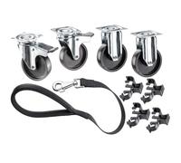 Ferplast Roues pour Panier transport chiens Moyens Grand Chien CLIPPER, set de 2 roues pivotantes avec frein et 2 roues fixes pour Boite cage de transport pour chiens, avec Laisse poignée incluse