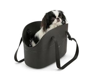 Ferplast Sac de Transport pour Chien Chat jusqu'à 5 kg. en Plastique Caoutchouté, Imperméable et Lavable, Poignées Réglables, Sangle de Sécurité, 35 x 14 x 22 cm. Noir